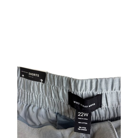 Who What Wear Chambray Twill Shorts 22W Blue Elastic Waist Ruffle Hem Cotton New - Picture 5 of 6